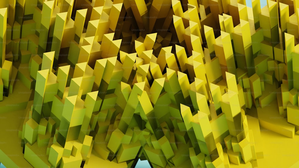 un grand groupe de cubes jaunes avec un ciel bleu en arrière-plan