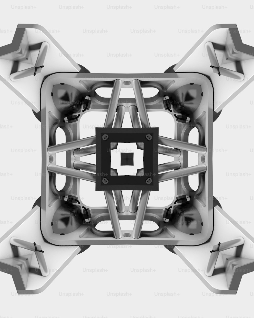 ein Schwarz-Weiß-Foto eines abstrakten Objekts