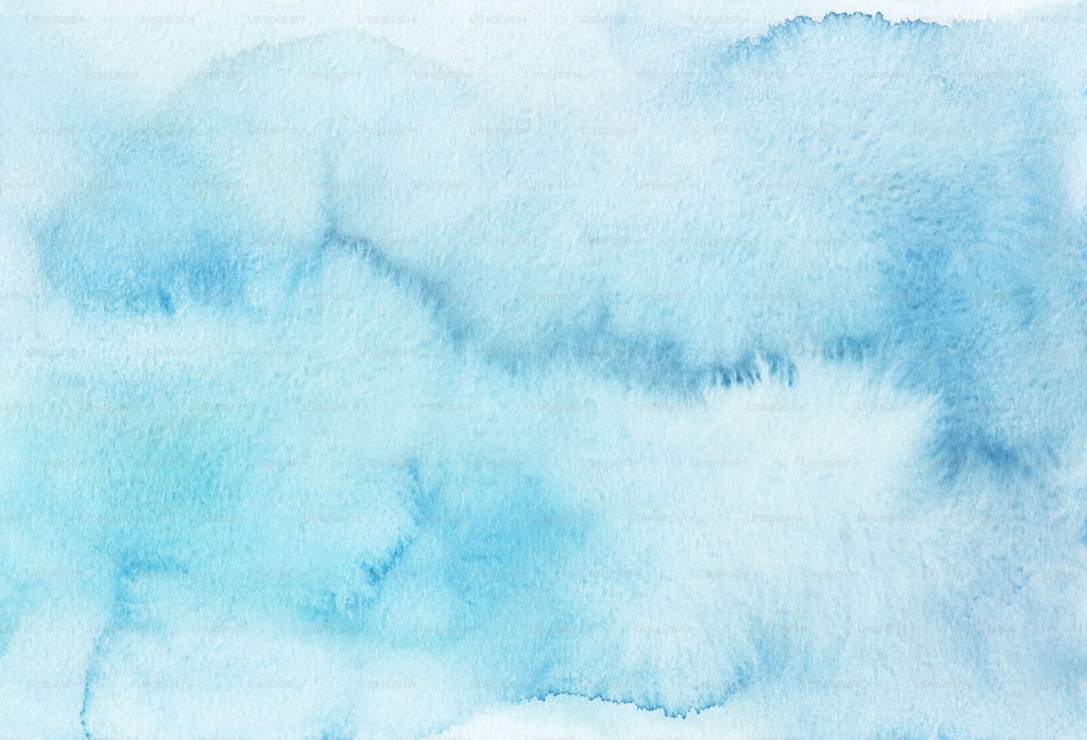 a watercolor painting of blue and white clouds