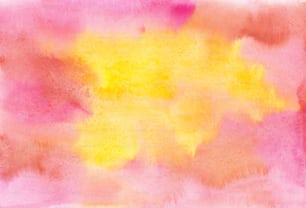a watercolor painting with yellow and pink colors