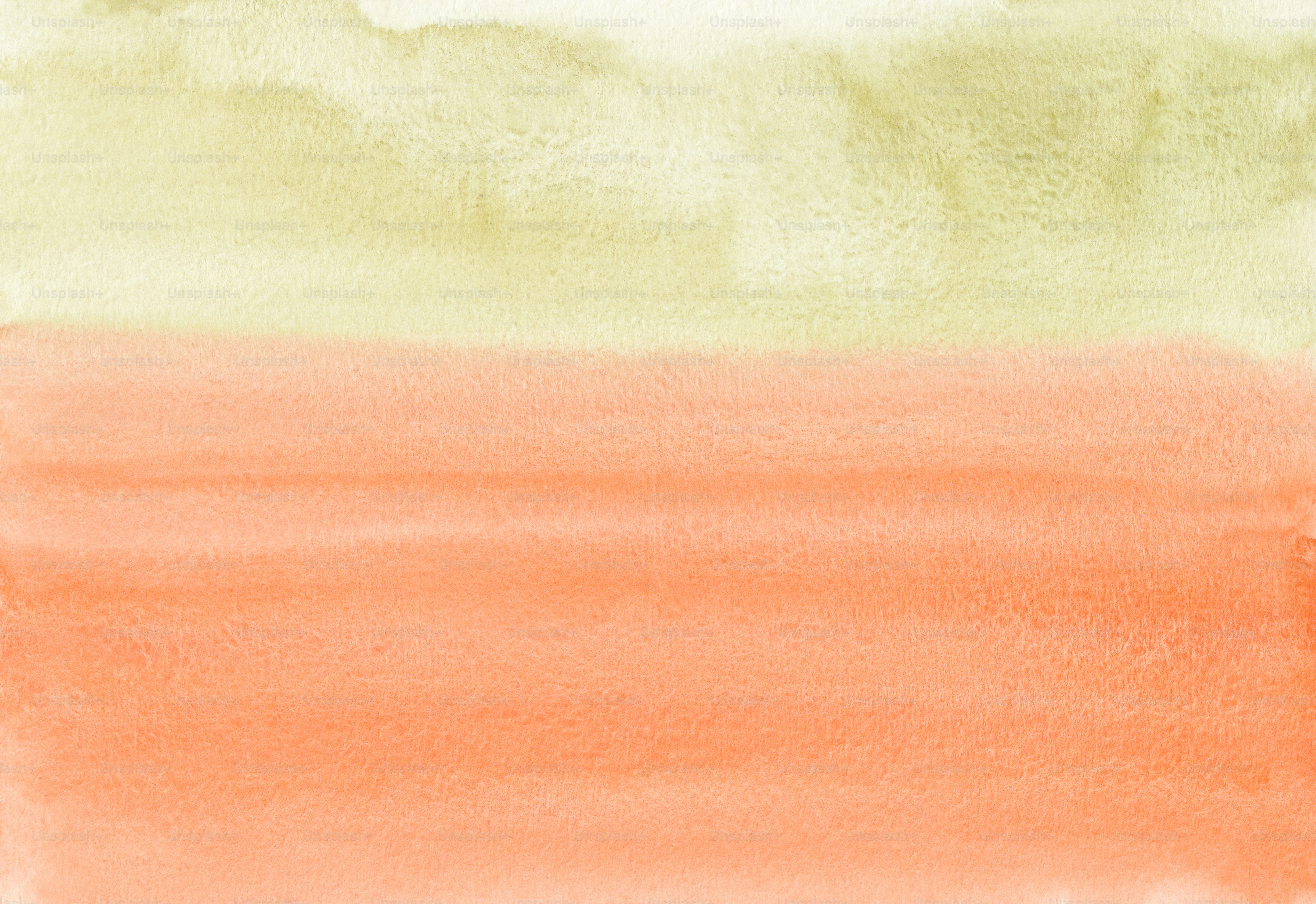 a watercolor painting of an orange and green field
