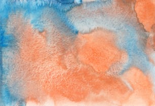 a painting of orange and blue colors on a white background