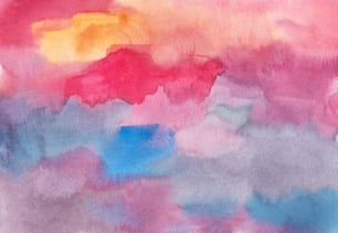 uma pintura de um céu colorido com nuvens