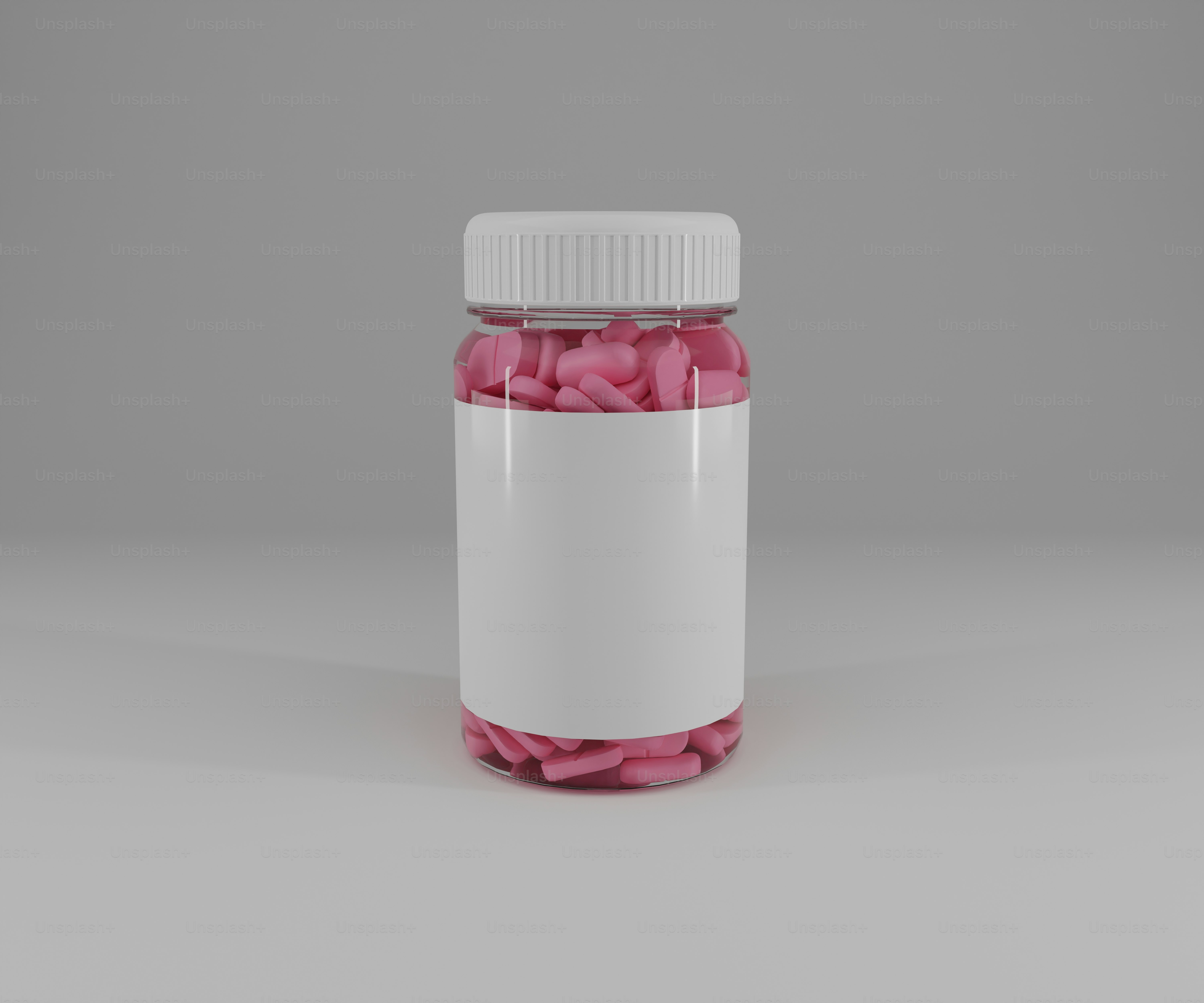 3D Rendering Supplement Bottle with Blank Lable for Mockup