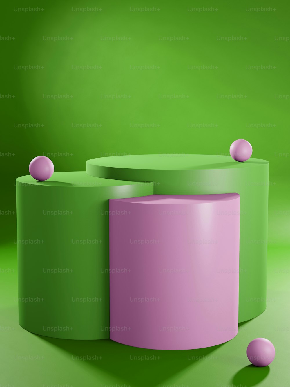 a green and pink object on a green background