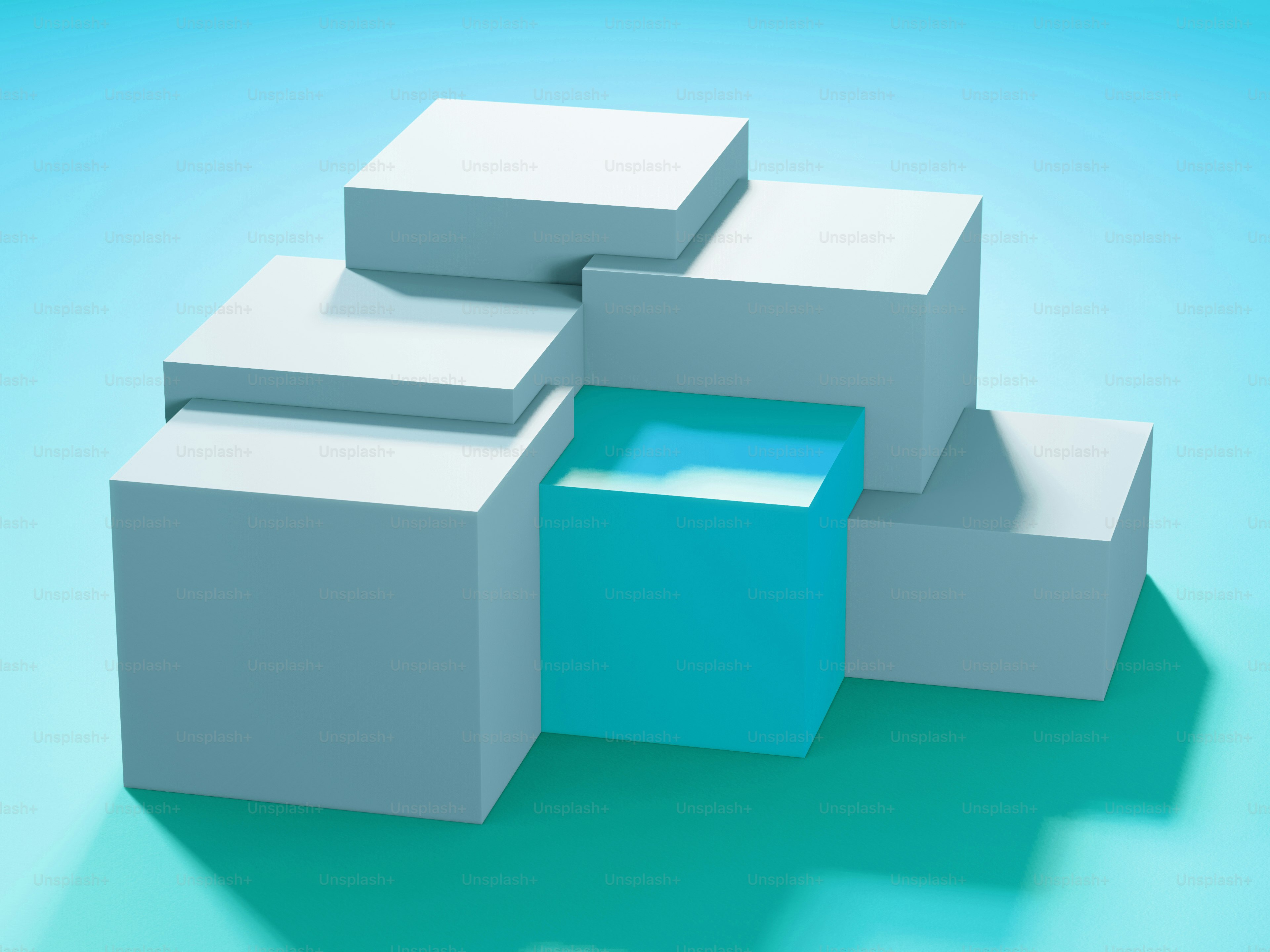 a 3d rendering of a blue and white object