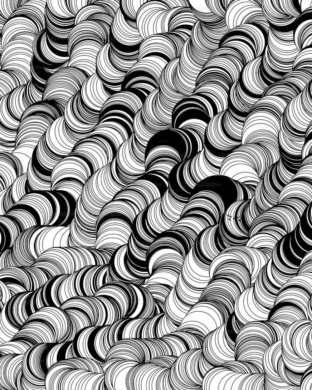 an abstract black and white background with wavy lines