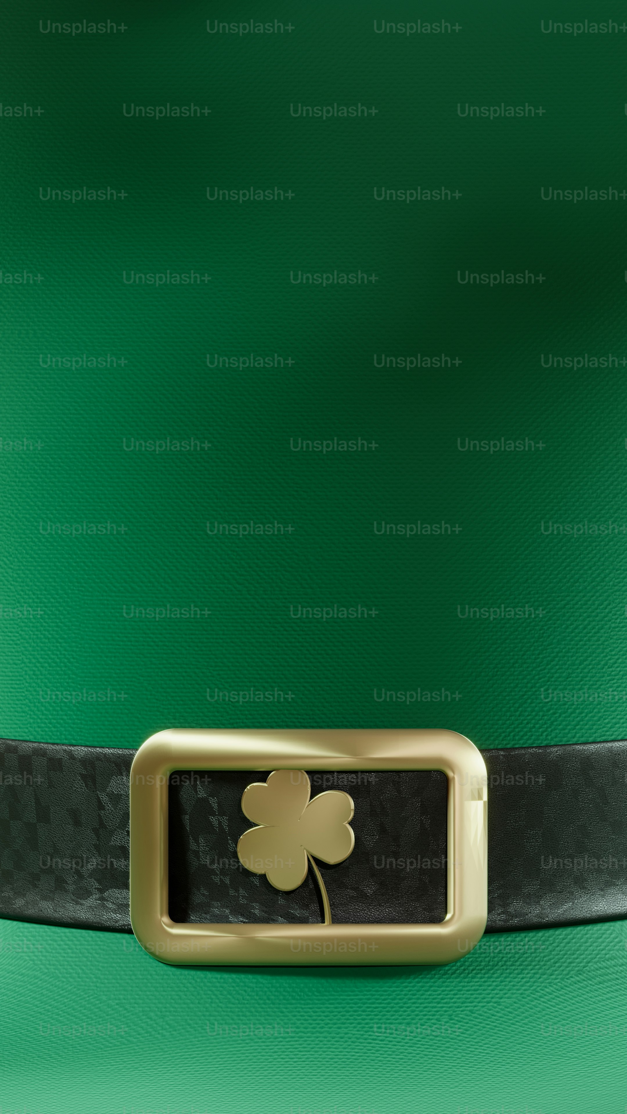 a close up of a belt with a clover on it