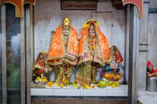 um grupo de pessoas vestidas em trajes indianos