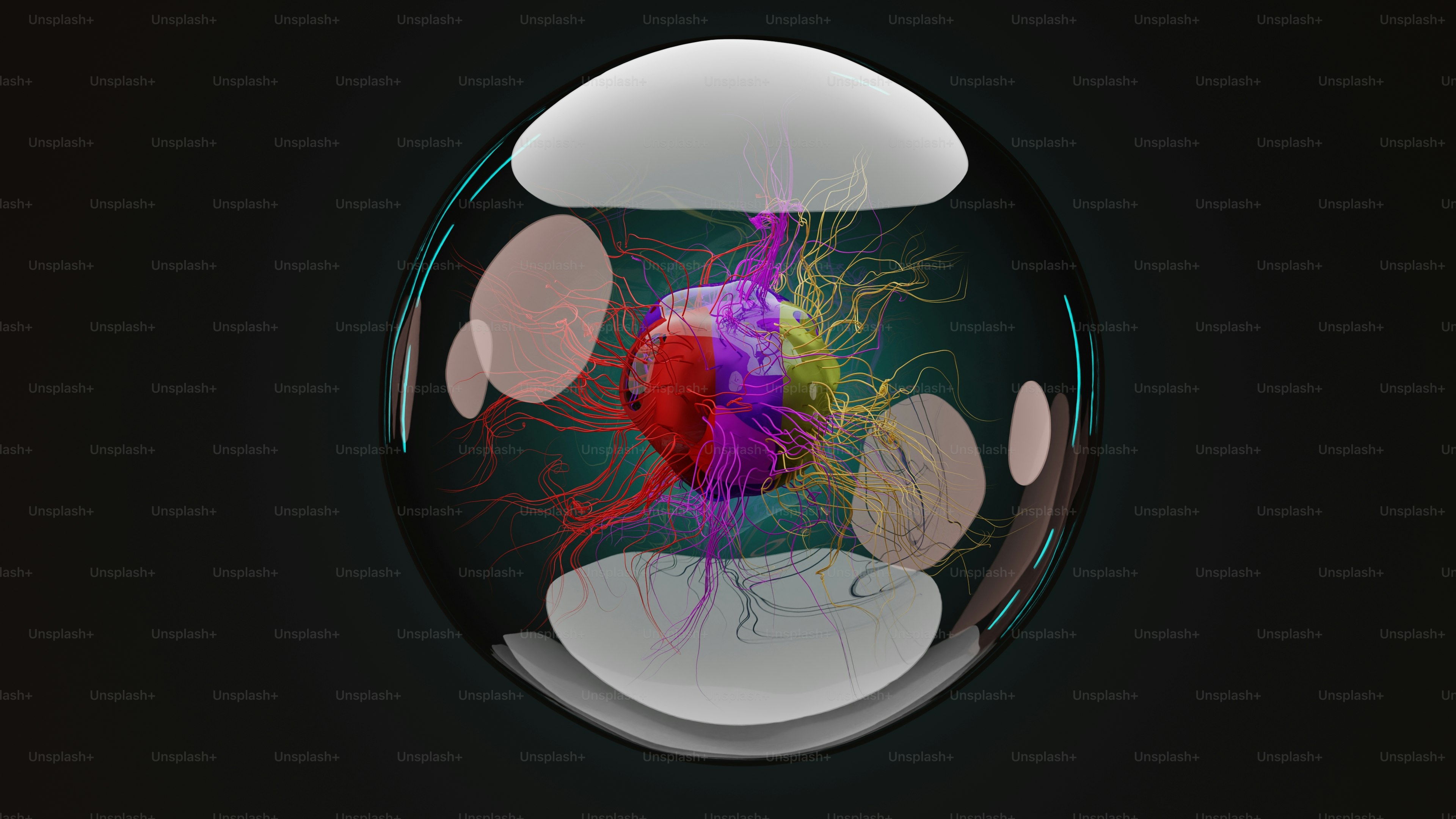 eine Glaskugel mit einem Bild eines Herzens darin