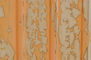 Eine Nahaufnahme von abblätternder Farbe an einer Wand