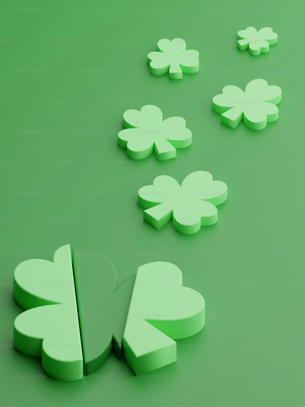 a green background with a bunch of clovers