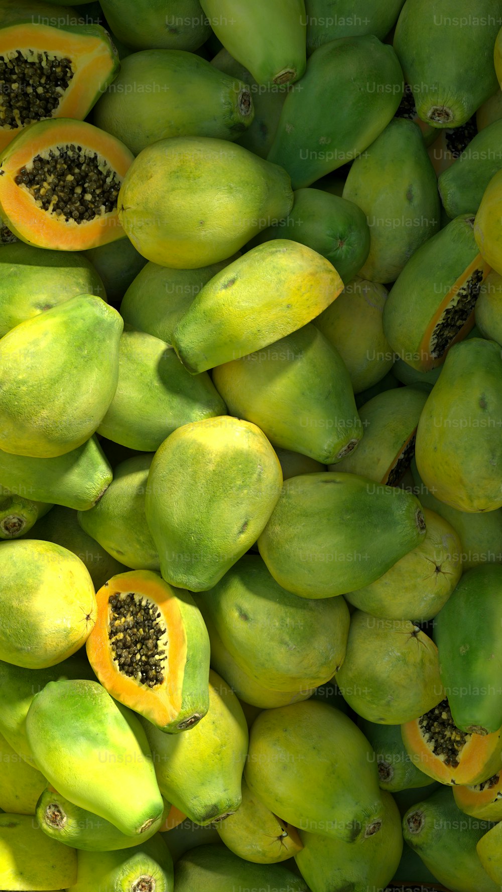 a close up of a bunch of green fruit