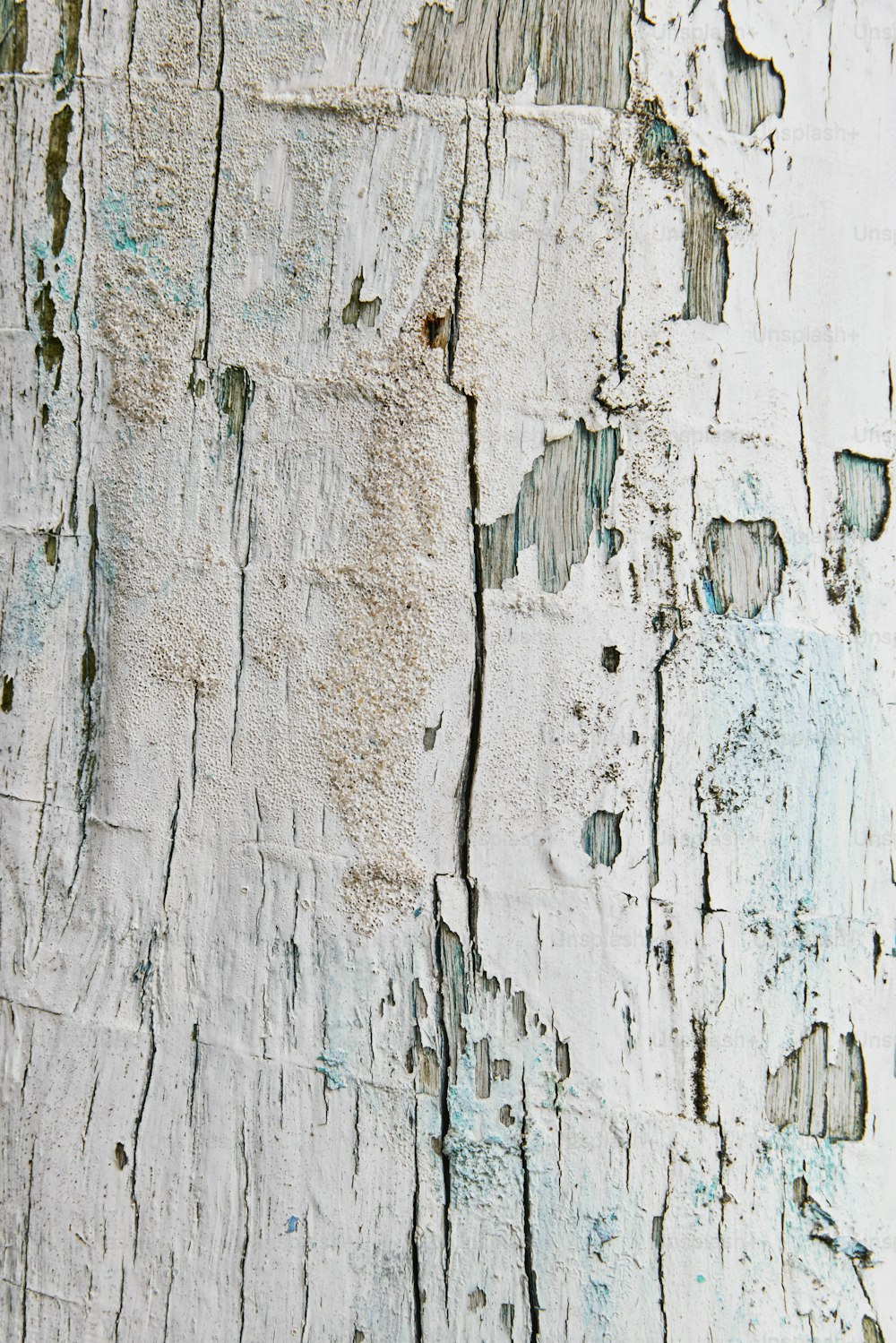 a close up of a piece of wood with peeling paint