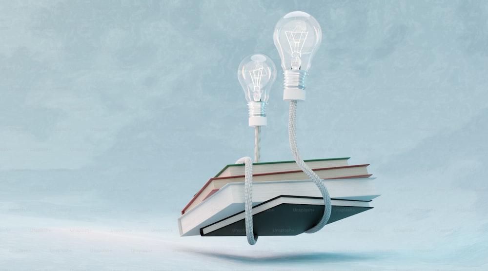 a book with two light bulbs attached to it