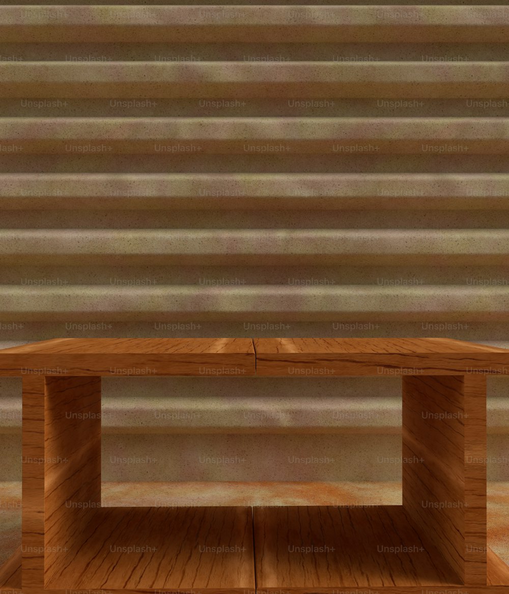 uma mesa de madeira sentada em cima de um piso de madeira dura