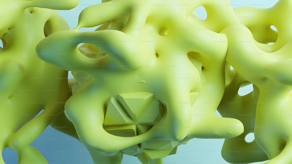 Una imagen generada por computadora de un montón de objetos amarillos