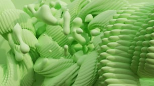 a close up of a bunch of green objects