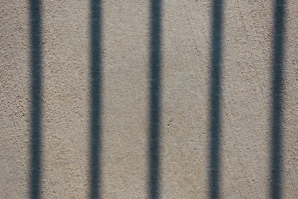 the shadow of a fence on a concrete wall