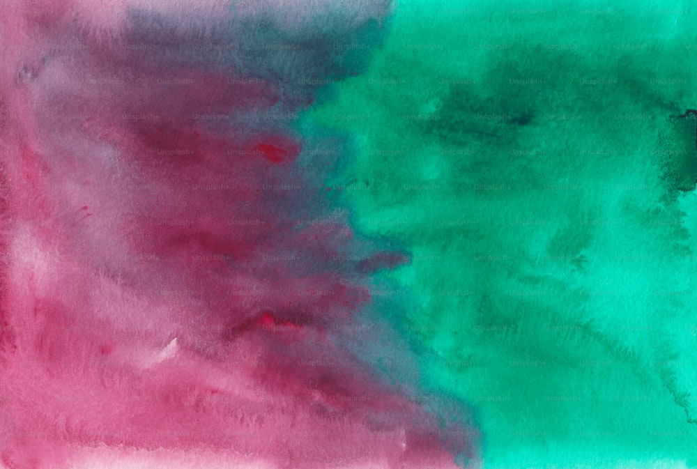 a painting of a green and pink color