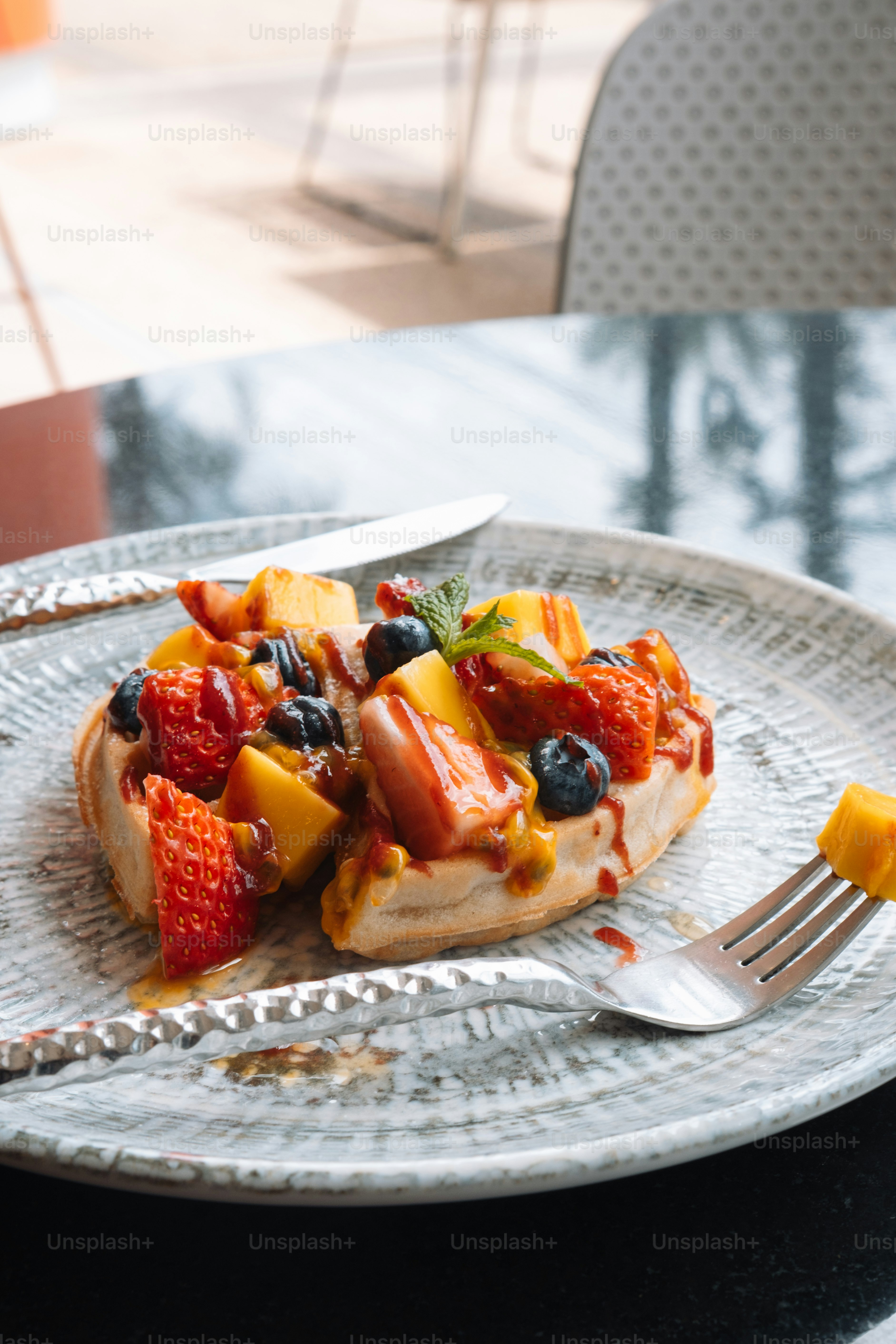a plate of food on a table with a fork