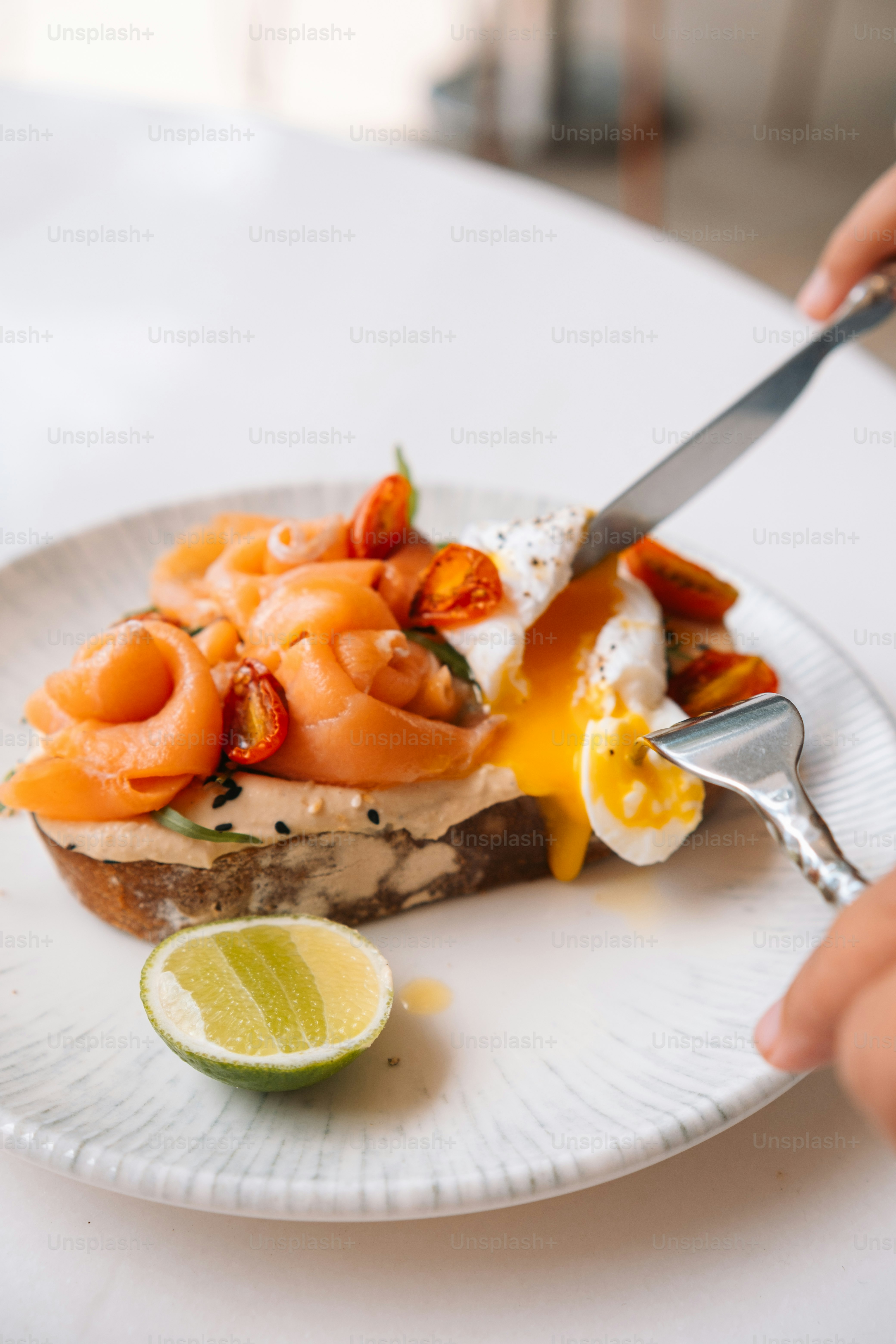 a plate of food with a fork and knife