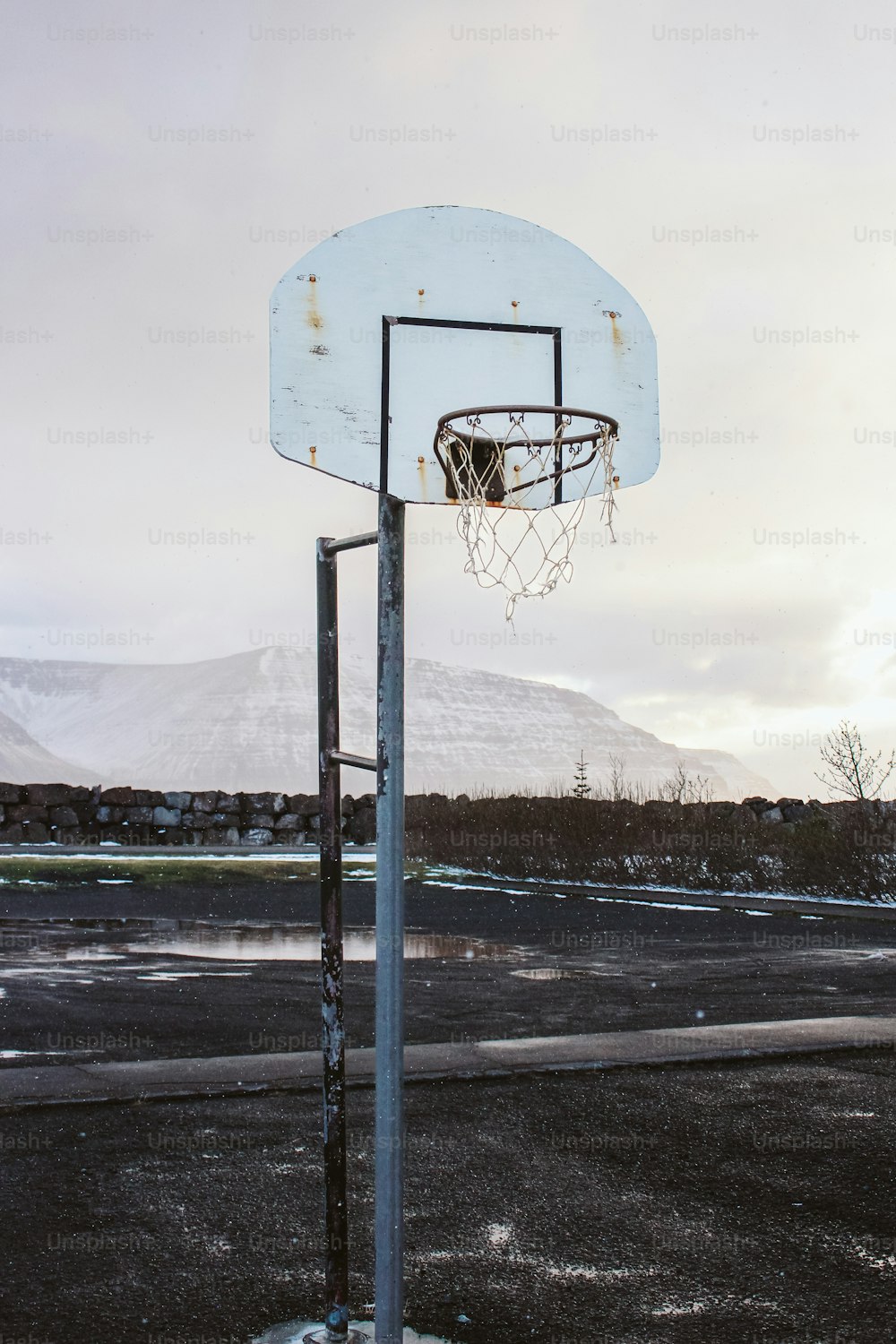 a basketball hoop with a basketball inside of it