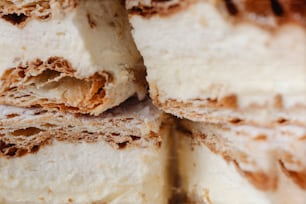 a close up of a cake that is cut in half