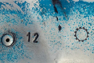 a close up of the numbers on a metal surface