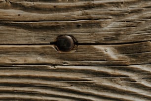 un primo piano di un pezzo di legno con un buco in esso