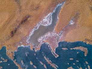 an aerial view of a body of water