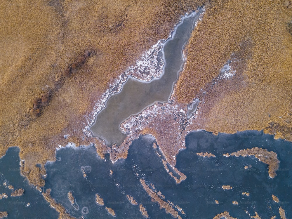 an aerial view of a body of water