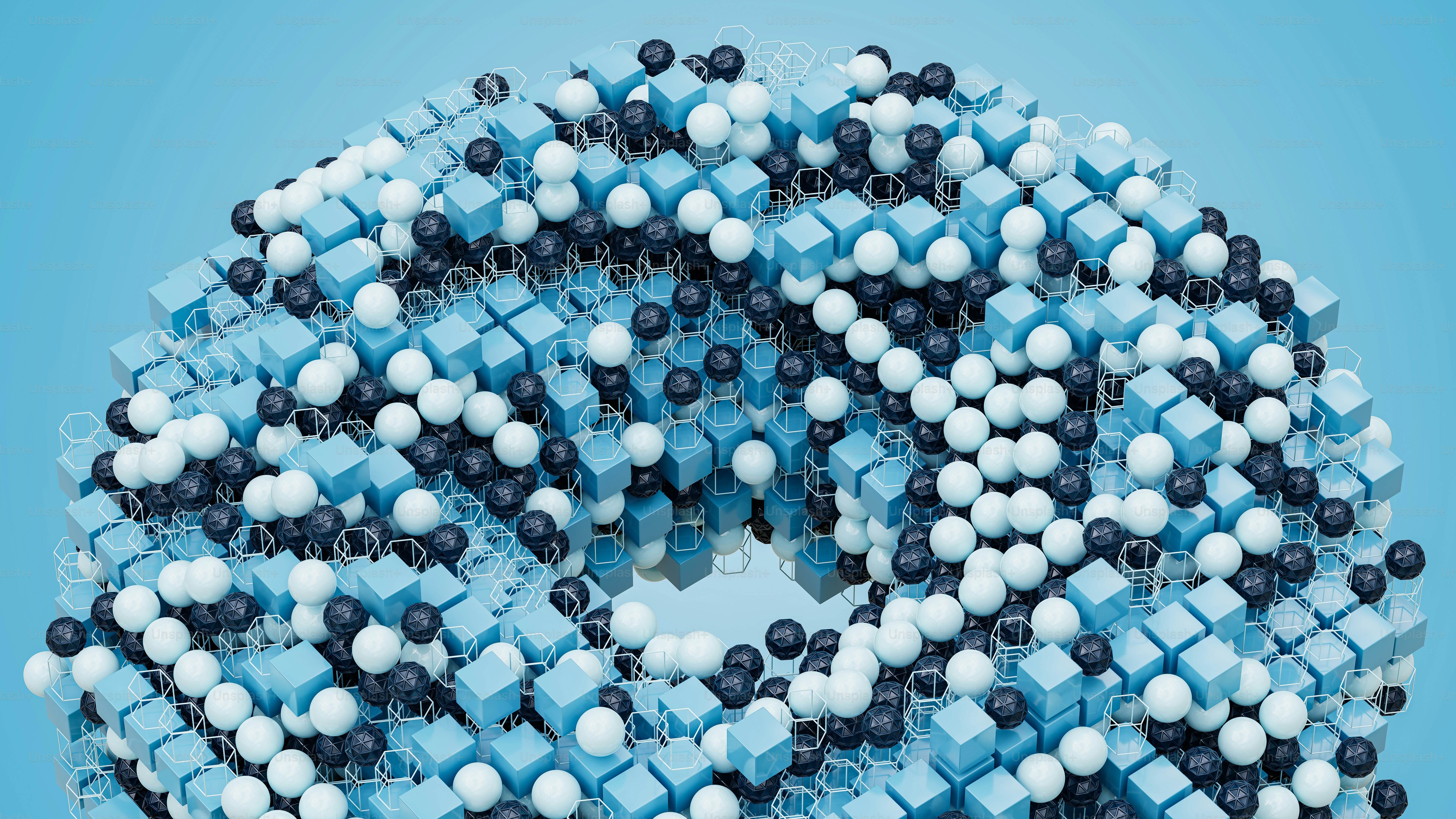 A circular arrangement of blue and white objects photo – Abstract Image ...