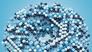 a circular arrangement of blue and white objects