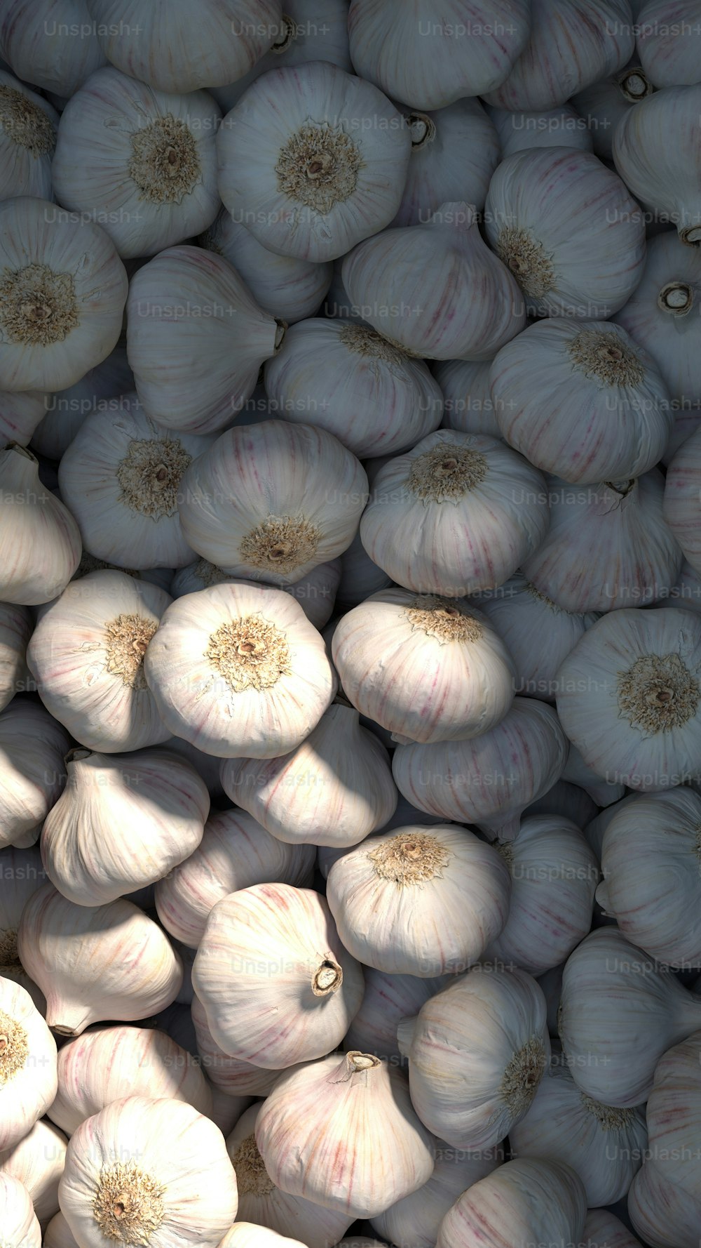 a pile of garlic sitting next to each other