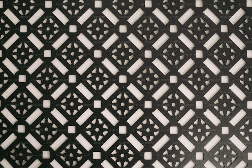 a close up of a black and white pattern on a wall