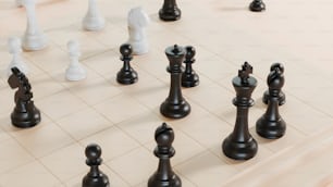 테이블에 놓인 흑백 체스