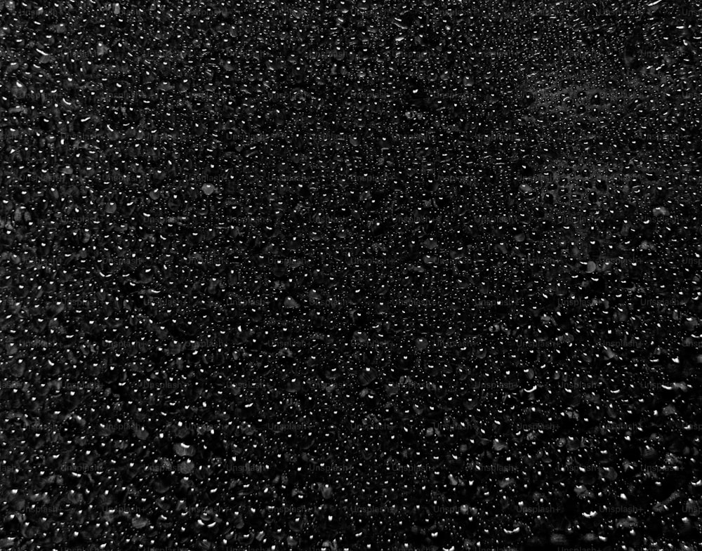Una foto en blanco y negro de gotas de lluvia