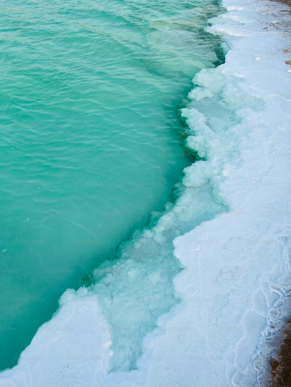 a body of water that has some ice on it