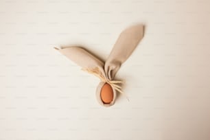 an egg is wrapped in a linen bag