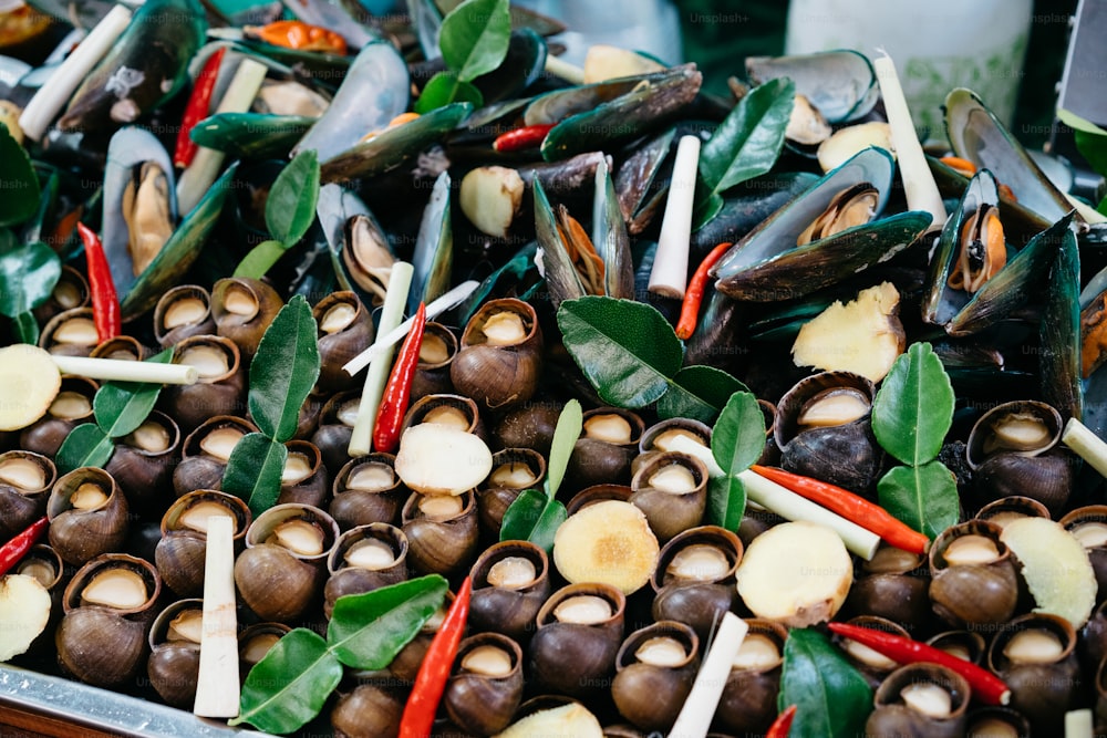 a bunch of food that is on a table