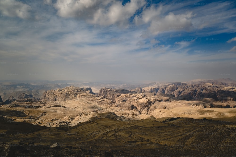 a view of a mountain range from a distance