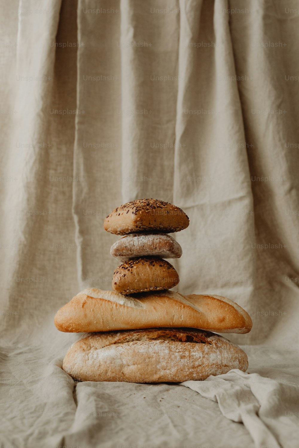 a stack of bagels sitting on top of each other