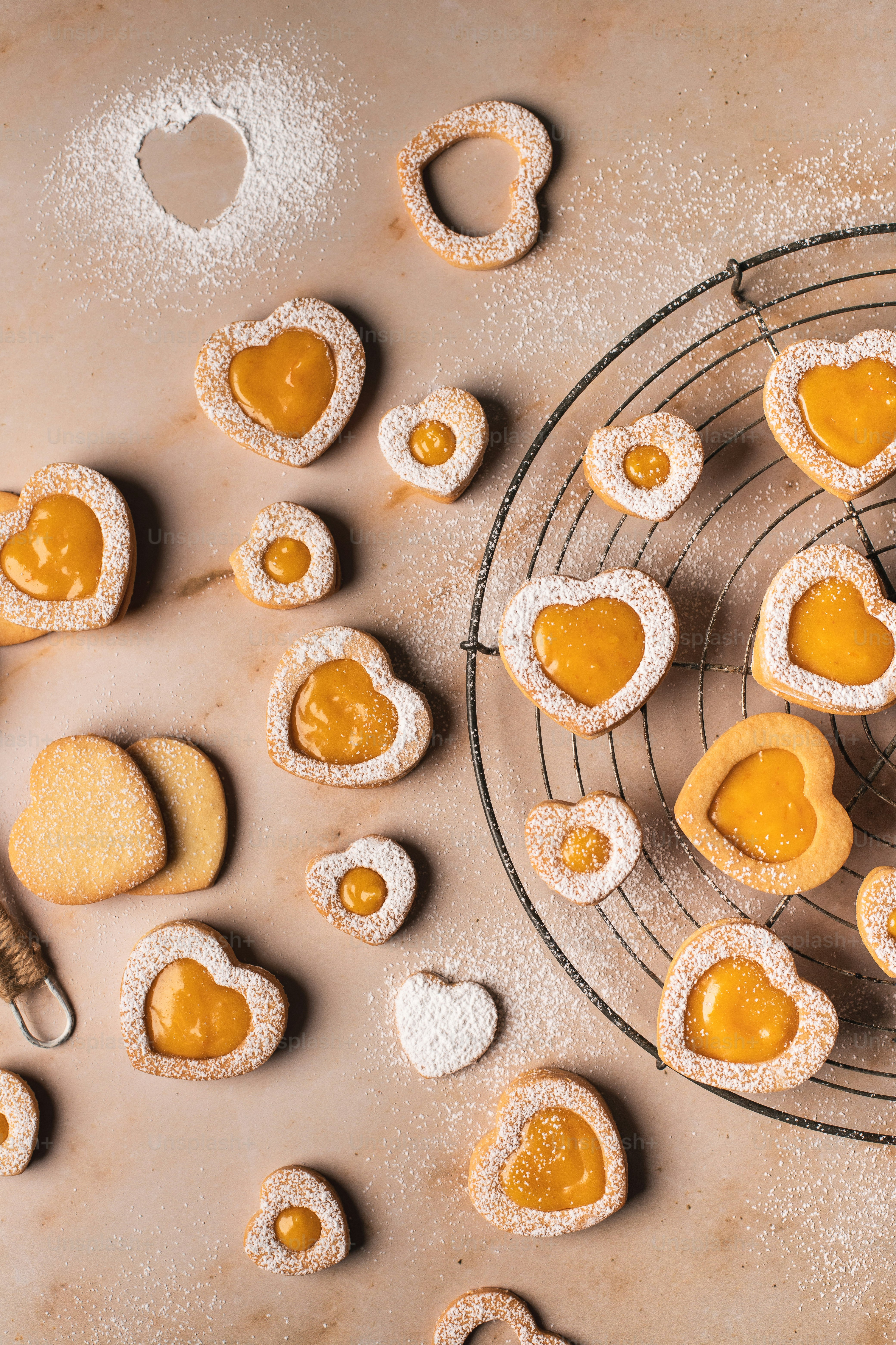 a bunch of cookies that are on a rack