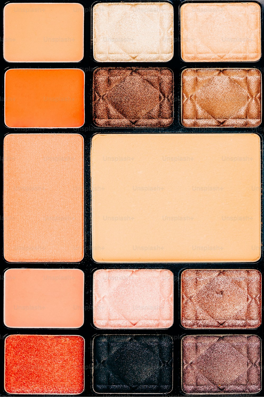 a close up of a palette of eyeshades