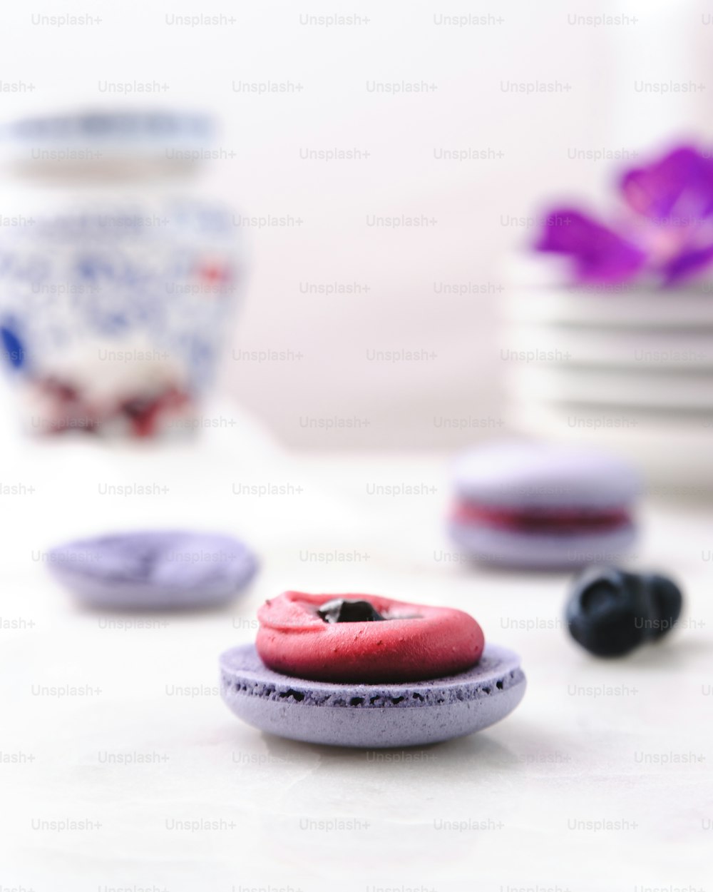 a close up of a doughnut on a table