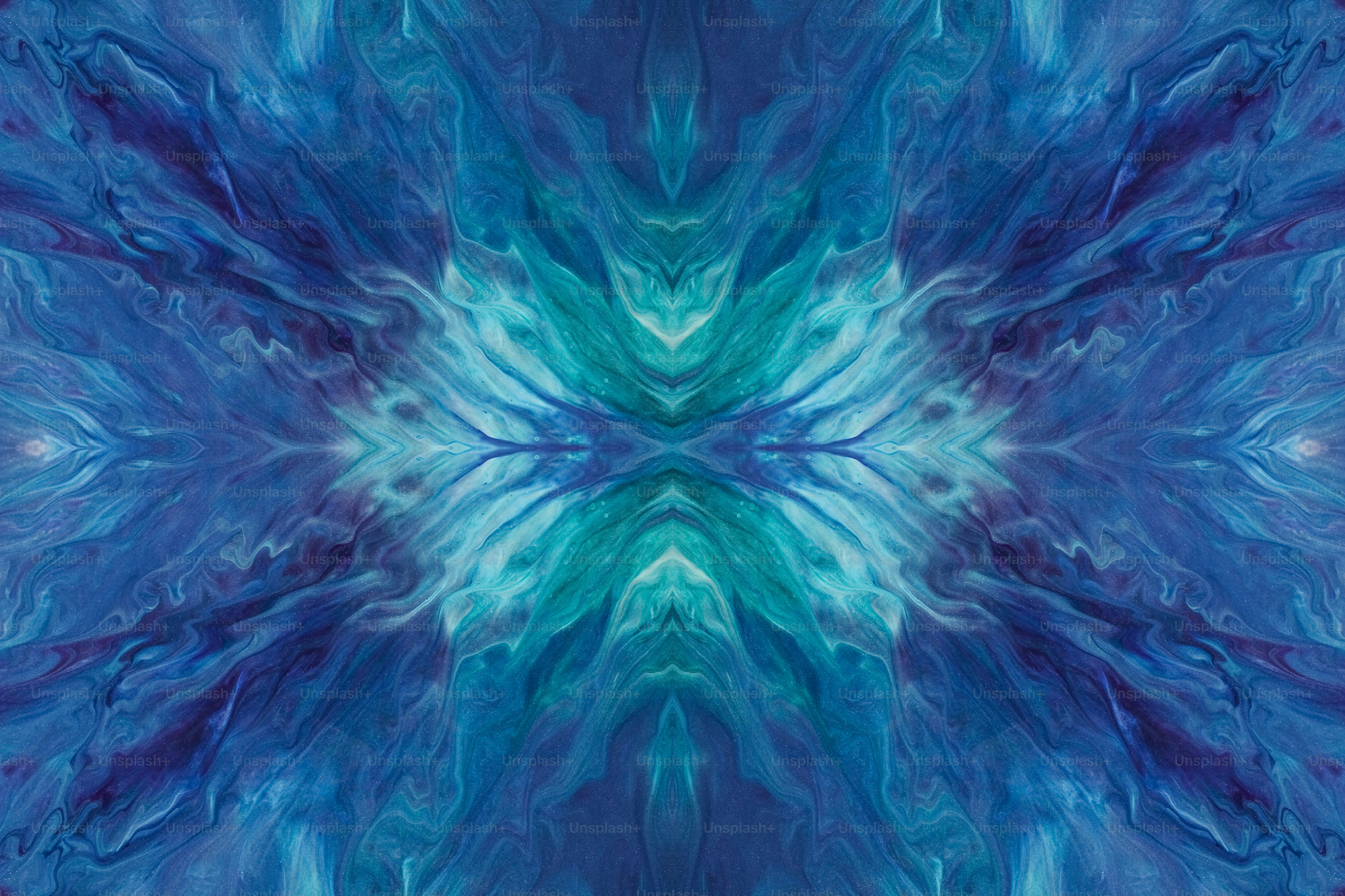 a blue and green abstract painting