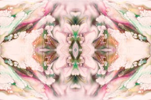 an abstract image of a pink flower with a green center