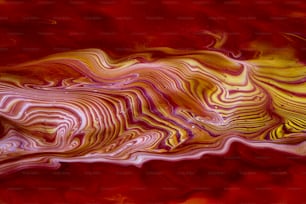 une peinture abstraite rouge et jaune avec un fond rouge
