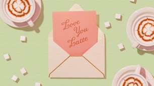 「愛してる」という言葉が書かれたピンクのカード